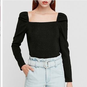 EXPRESS Square Puff Sleeve Top L NWT